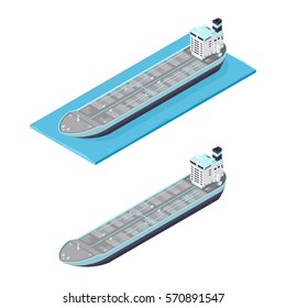 Isometric Oil Tanker Icon.
Vector illustration of a large Ship transporting goods worldwide.