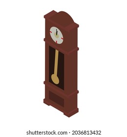 ilustración vectorial isométrica del reloj del abuelo aislado en blanco