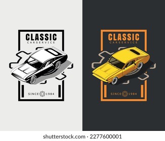 isometric old transport emblem. collection illustration