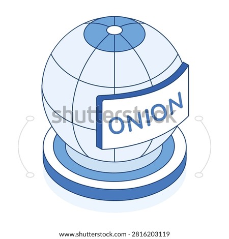 Isometric onion browser globe representing private and anonymous web access.