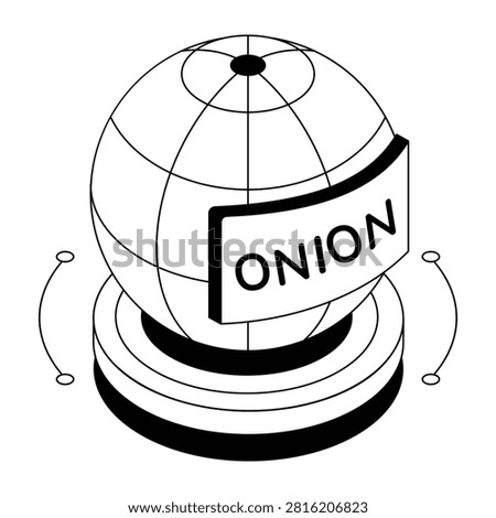 Isometric onion browser globe representing private and anonymous web access.