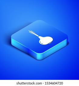 Isometric Onion icon isolated on blue background. Blue square button. Vector Illustration