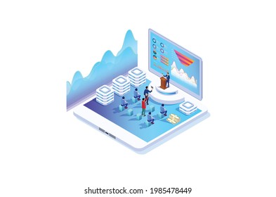 Isometric Online Auction Illustration, Web Banners, Suitable for Diagrams, Infographics, Book Illustration, Game Asset, And Other Graphic Related Assets