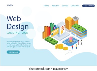 Isometric Online banking modern flat design . Electronic bank and people concept. Landing page template. Conceptual isometric vector illustration Suitable for Diagrams, Infographics, Game Asset
