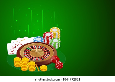 Isometric Online Casino Concept. Online Big Slots Casino Marketing Banner, Gaming Apps