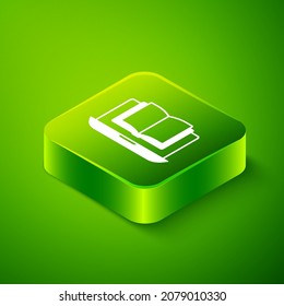 Isometric Online class icon isolated on green background. Online education concept. Green square button. Vector