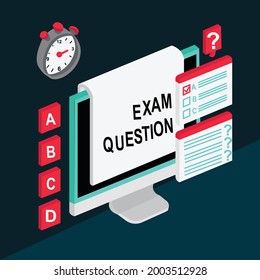 Isometric Online Exam Vector Illustration 