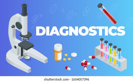 Isometric Online Medical Consultation. Health Care Concept. Health Insurance, Online Prescription. Online Diagnosis Concept Banner With Characters.