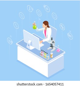 Isometric Online Medical Consultation. Health care Concept. Health Insurance, Online Prescription. Online diagnosis concept banner with characters.