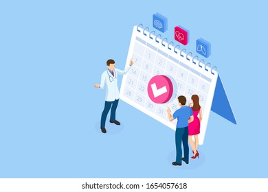 Isometric Online Medical Consultation. Health care Concept. Health Insurance, Online Prescription. Online diagnosis concept banner with characters.