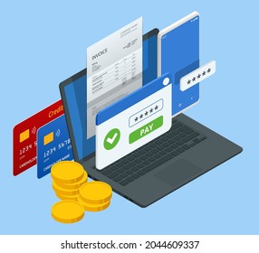 Isometric Online Mobile Banking and Internet Banking. Mobile Banking application On a Screen