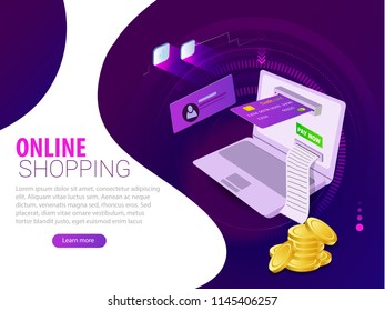 Isometric online payment, Internet payments,  card payment protection money transfer
