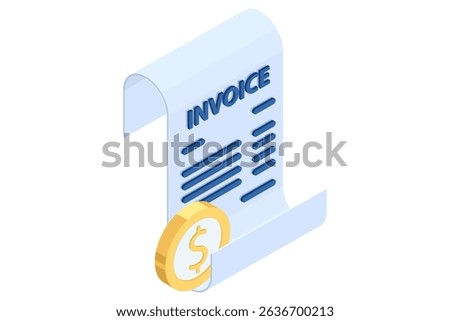 Isometric Online payment and invoice system isometric vector. Digital financial services icon coins for banking and e-commerce design.