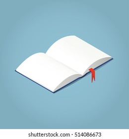 Isometric open book icon vector illustration in flat design style isolated. Academic education symbol learning, reading, school, knowledge science university library sign.