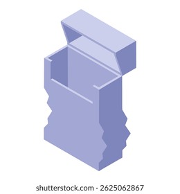 Isometric open cigarette pack representing smoking, addiction, nicotine, tobacco, health issues, lung cancer risks, and the importance of quitting