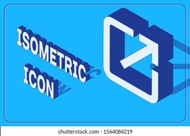 Isometric Open in new window icon isolated on blue background. Open another tab button sign. Browser frame symbol. External link sign.  Vector Illustration