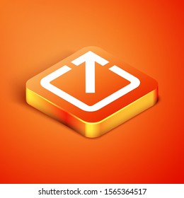 Isometric Open in new window icon isolated on orange background. Open another tab button sign. Browser frame symbol. External link sign.  Vector Illustration