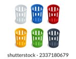 Isometric opened and empty trash bin over a white background. Empty trashcan