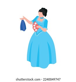 Isometric opera ballet theatre composition with isolated human character of theatrical performer in costume vector illustration