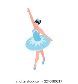 Isometric opera ballet theatre composition with isolated human character of theatrical performer in costume vector illustration