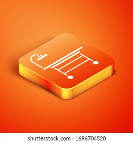 Isometric Operating Table Icon Isolated On Orange Background. Vector Illustration