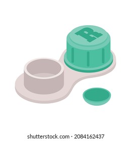 Isometric ophthalmology composition with isolated case for eye lenses vector illustration