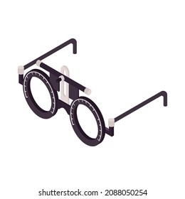 Isometric ophthalmology composition with isolated medical appliance vector illustration