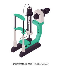 Isometric ophthalmology composition with isolated medical appliance vector illustration