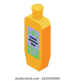 Frasco de gel antibacteriano isométrico laranja protegendo contra vírus e germes