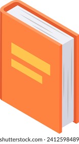 Libro naranja isométrico con cubierta en blanco. Ilustración vectorial 3D detallada del libro de texto o diario.