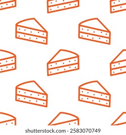 Isometric orange cake icon. Pixel Perfect. For Mobile and Web. Vector illustration of orange cake. Editable Stroke. Seamless pattern with orange cake. Background.