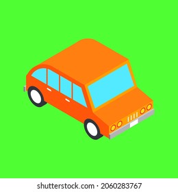 isometric orange car illustration vector
