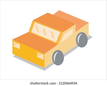 Isometrisches Orangenauto. Vorlage einzeln.