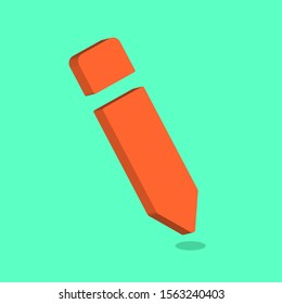 isometric orange pencil symbol vector icon 