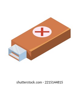 memoria usb isométrica naranja sobre blanco
