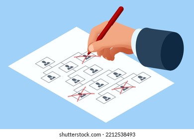 Isometric Organisational Restructuring. Staff Unemployment, job Cuts. Demotion, Bad worker, Staff cuts. Human resources, Demote. Reductions and Work Layoffs Due to Restrictions. Lay off Employees