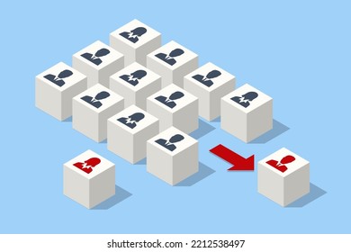 Isometric Organisational Restructuring. Staff Unemployment, job Cuts. Demotion, Bad worker, Staff cuts. Human resources, Demote. Reductions and Work Layoffs Due to Restrictions. Lay off Employees