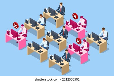 Isometric Organisational Restructuring. Staff Unemployment, job Cuts. Demotion, Bad worker, Staff cuts. Human resources, Demote. Reductions and Work Layoffs Due to Restrictions. Lay off Employees