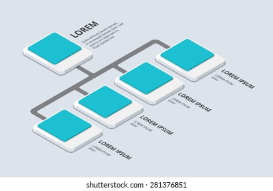 Isometric organization and structure. flat 3d organization pop-up from ground. vector illustration