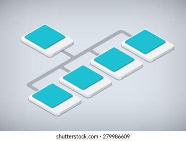 Isometric organization and sturcture. flat 3d organization pop-up from ground. vector illustration