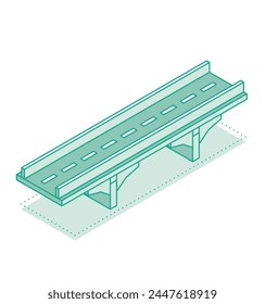 Isometric outline bridge. Vector illustration. Road icon. Urban infrastructure. Highway bridge.