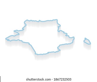 isometric outline of France map  - vector illustration