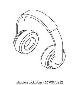 isometric outline headphones icon vector illustration