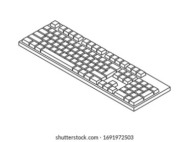 Isometric outline keyboard icon vector illustration