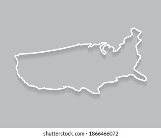 isometric outline of United States map - vector illustration