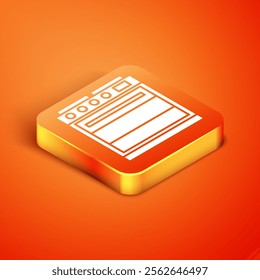 Isometric Oven icon isolated on orange background. Stove gas oven sign.  Vector Illustration