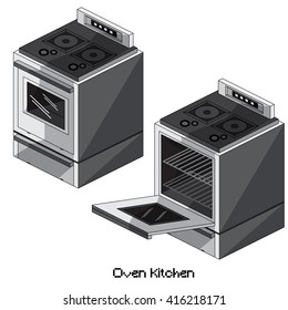 isometric oven kitchen