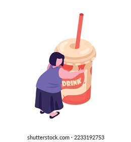 Composición de glutonía isotípica con caracteres humanos en la ilustración vectorial de fondo en blanco