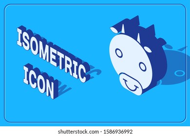 Isometric Ox zodiac sign icon isolated on blue background. Astrological horoscope collection.  Vector Illustration