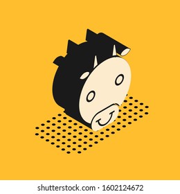 Isometric Ox zodiac sign icon isolated on yellow background. Astrological horoscope collection.  Vector Illustration